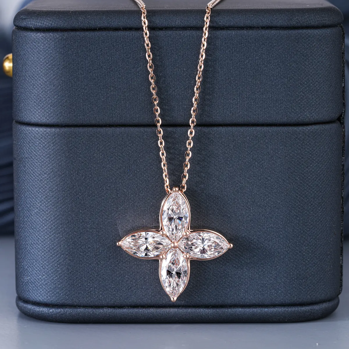 Bezel Setting Marquise Diamond Fashion Necklace 